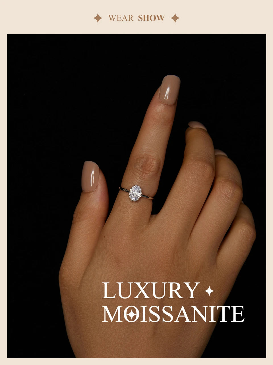 BAMOER Moissanite Engagement Ring, Women's Solitaire Moissanite Promise Rings 925 Sterling Silver with White Gold Plated MSR049