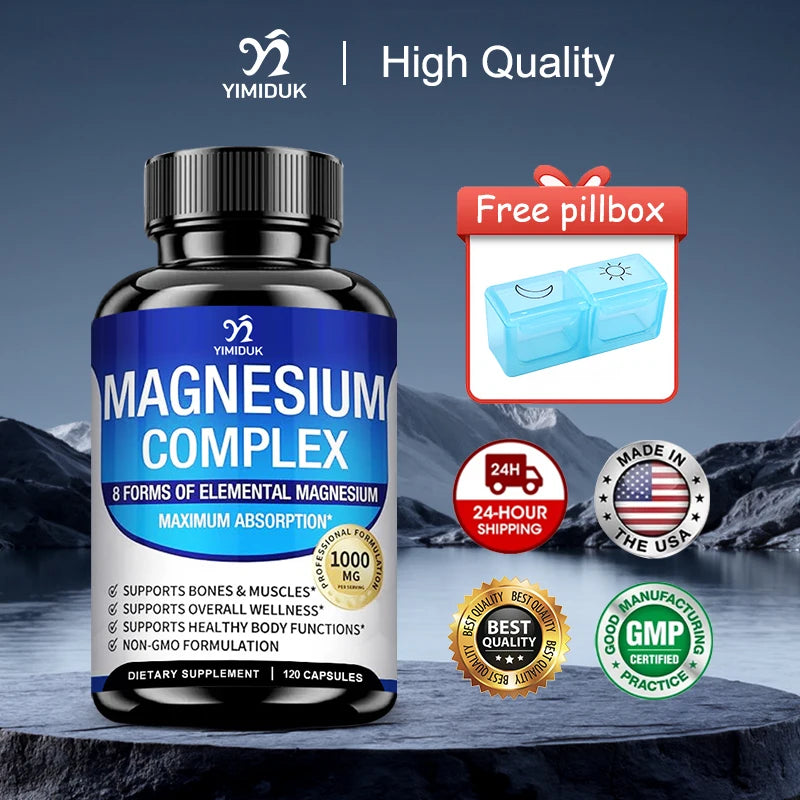 Magnesium Supplements, with Magnesium Glycinate, Magnesium Oxide, Support Stress Relief, Sleep, Heart Health, Nerves, Muscles