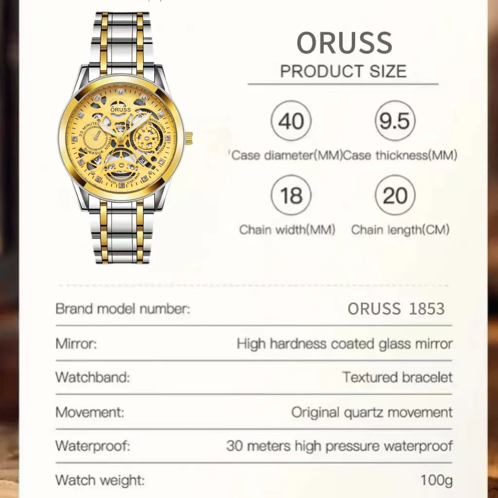 High-end personalized watches; fashionable stainless steel straps; durable and waterproof; hollow gear style; cool and trendy.