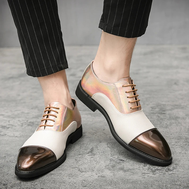 Men's Formal Shoes with Multi-color Design Fashionable High Quality Large Size Low-cut Slip-on Suitable for Business Wear.