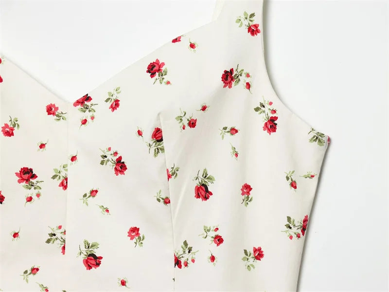 Women's Dress 2026 New Fashion Spring Summer Sleeveless Floral Print Puffy Dress for Women Elegant Chic Female Dress