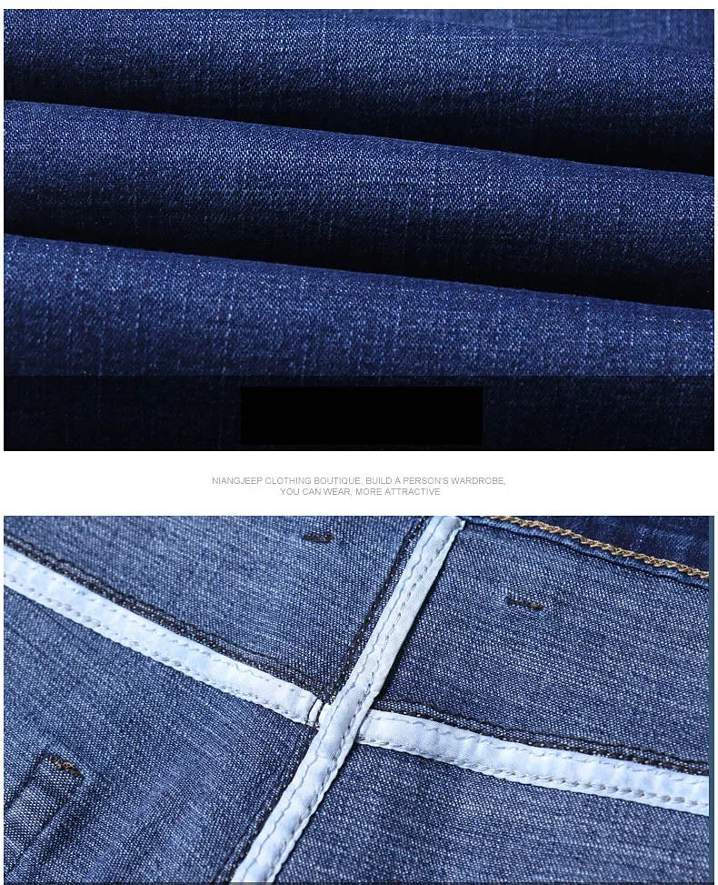 Men Fashion Straight Jeans Men 2025 New Stretch Slim Fit Pants Comfortable Soft Business Denim Trousers Male Brand Clothing