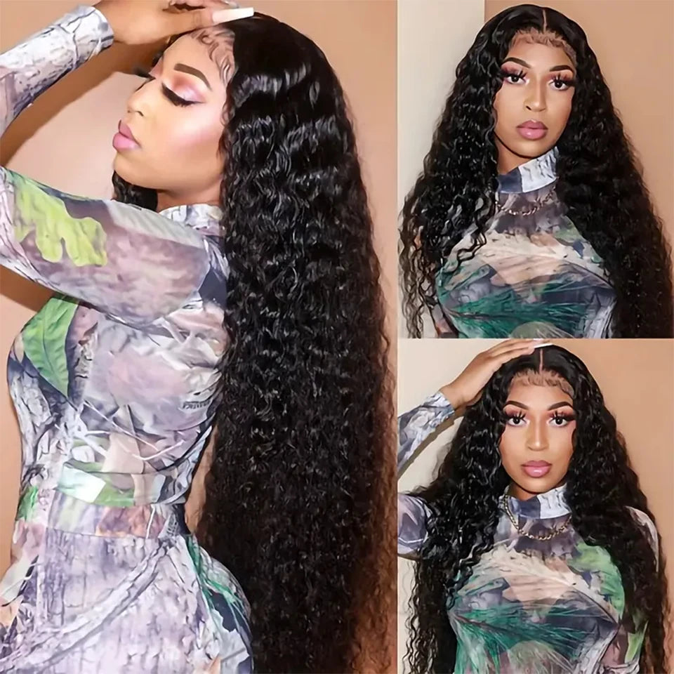 Long Kinky Curly Human Hair Bundles with Closure Frontal Peruvian Hair Bundles with Closure Remy 100% Human Hair Extensions