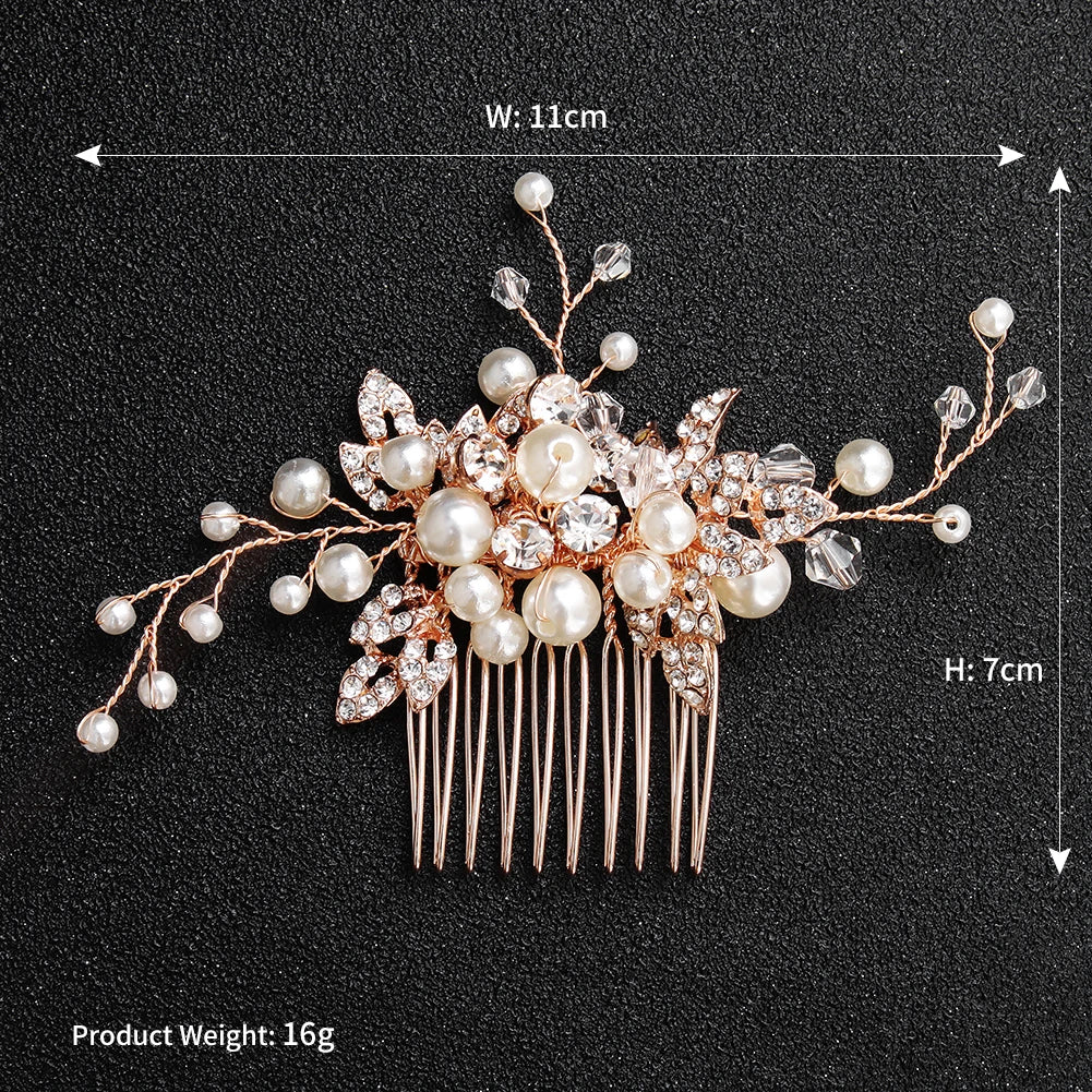 Luxury Pearl Rhinestone Classic Hair Comb Bridal Headdress Jewelry Party Dress Accessories For Women Wedding Hair Clips