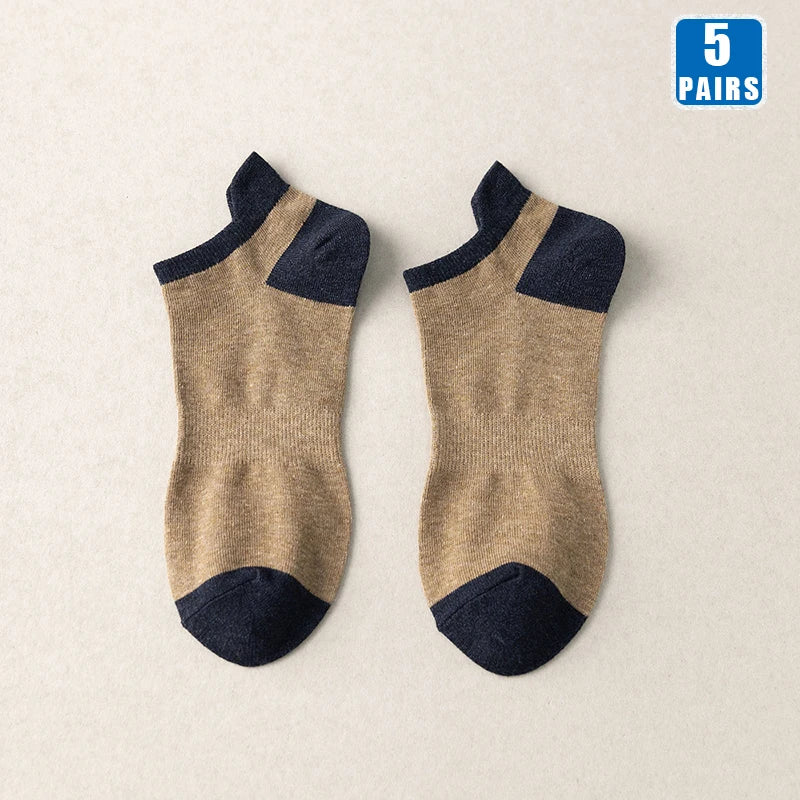 5 Pairs High Quality Cotton Men Short Socks Breathable Casual Spring Summer Crew Ankle Low-Cut Fashion Non-slip Sock for Male