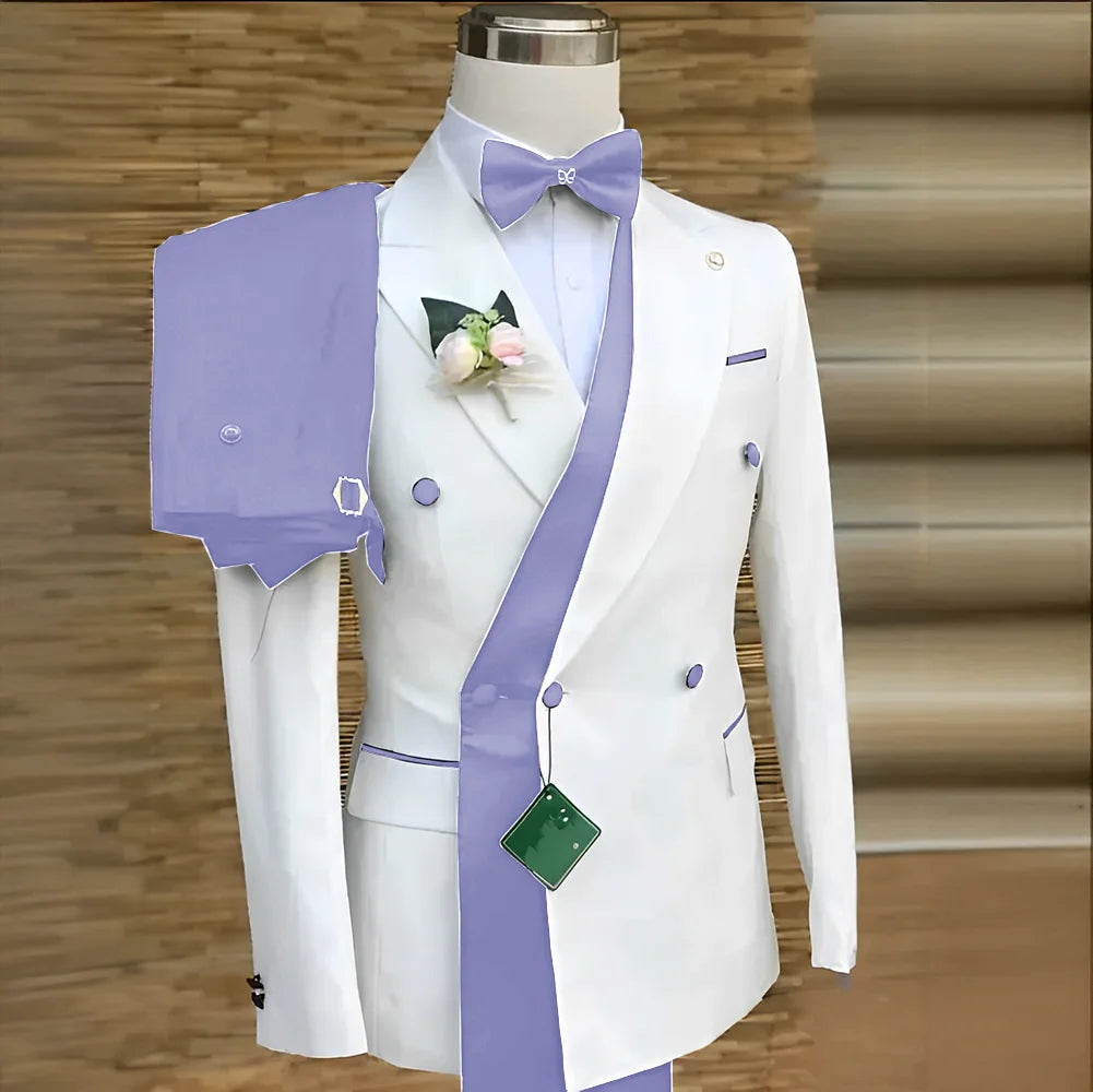 Double Breasted Formal Suits for Men Business Prom Blazer with Pants Wedding Groom Tuxedo Male Suits Custom 2 Pieces Suit Jacket