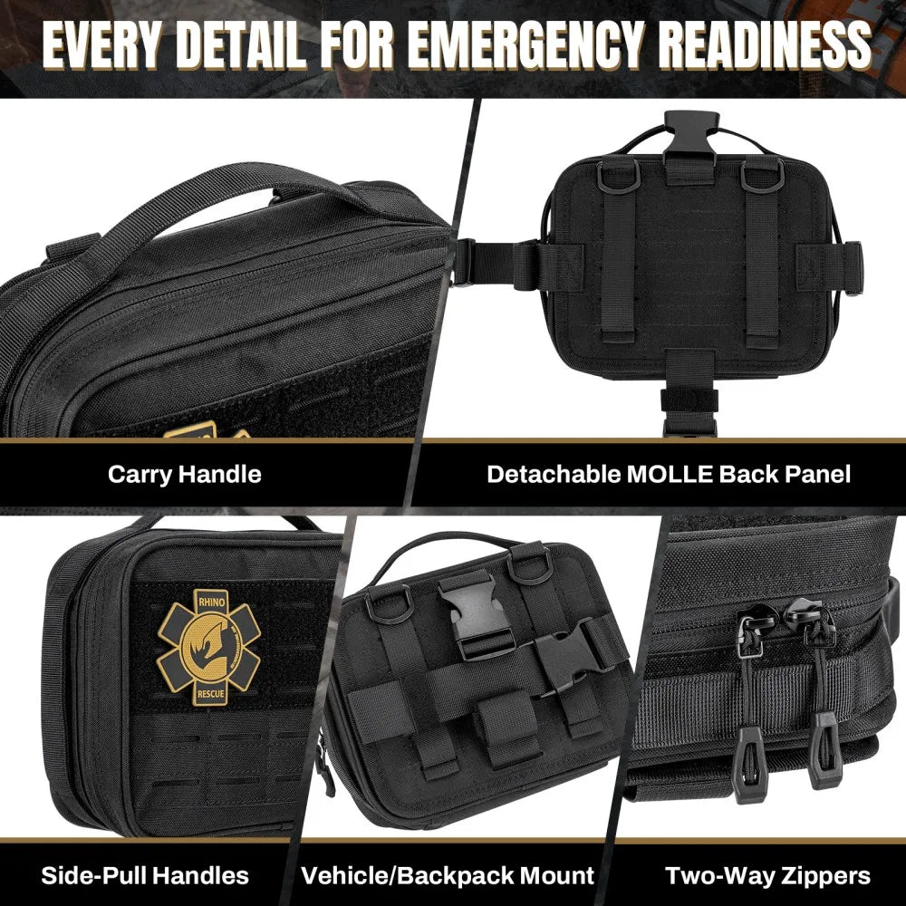 RHINO RESCUE large Car First Aid Kit IFAK POUCH Molle Medical Pouch for Travel Hiking Camping (empty bag)