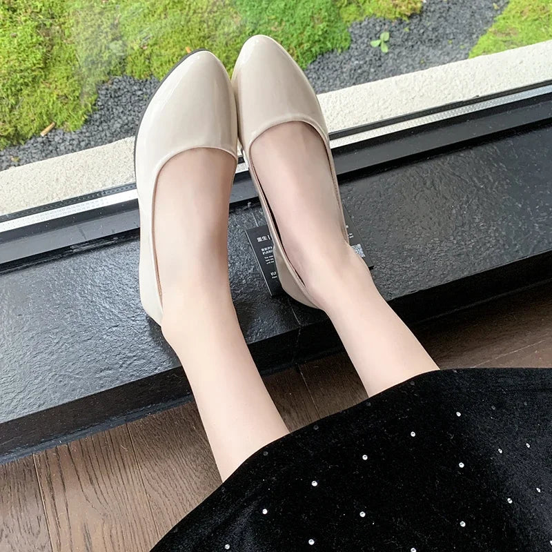 Women's Formal Uniform Shoes Spring Autumn Black Versatile Flat Shoes Women Causal Loafers Non-slip Ladies Ballet Leather Shoes