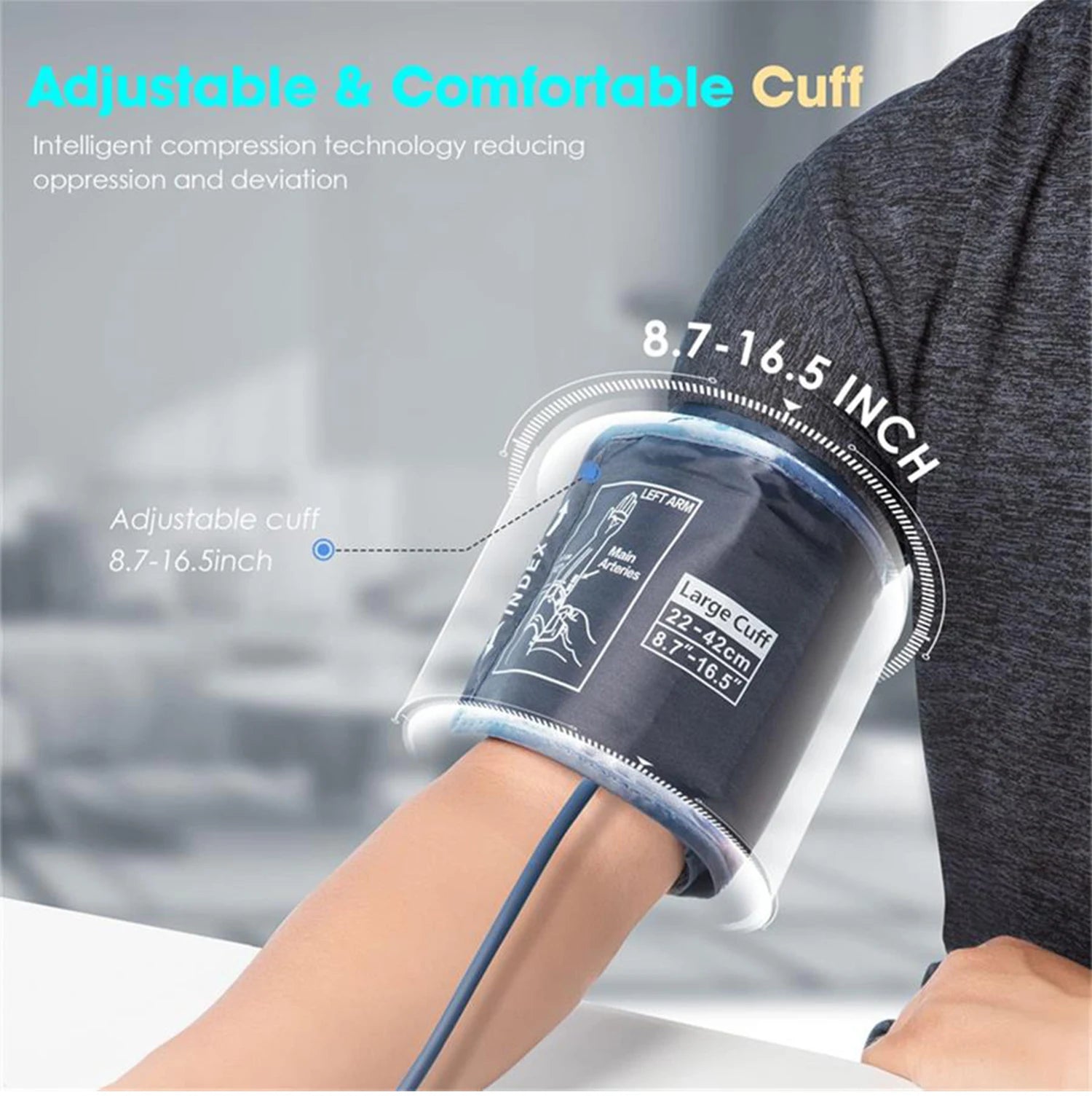 Kingclinic LED Backlit Screen Automatic Upper Arm BP Monitor Electronic Blood Pressure Machine 2X120 Groups Adjustable BP Cuff