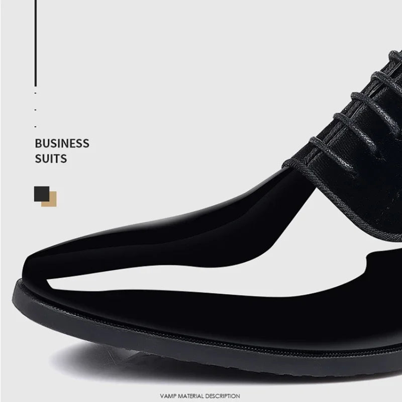 New Oxford Shoes Men's Pointed Toe Dress Shoes Luxury Lacquer Wedding Shoes Classic Derby Shoes 2024 Leather Shoes Size 39-48