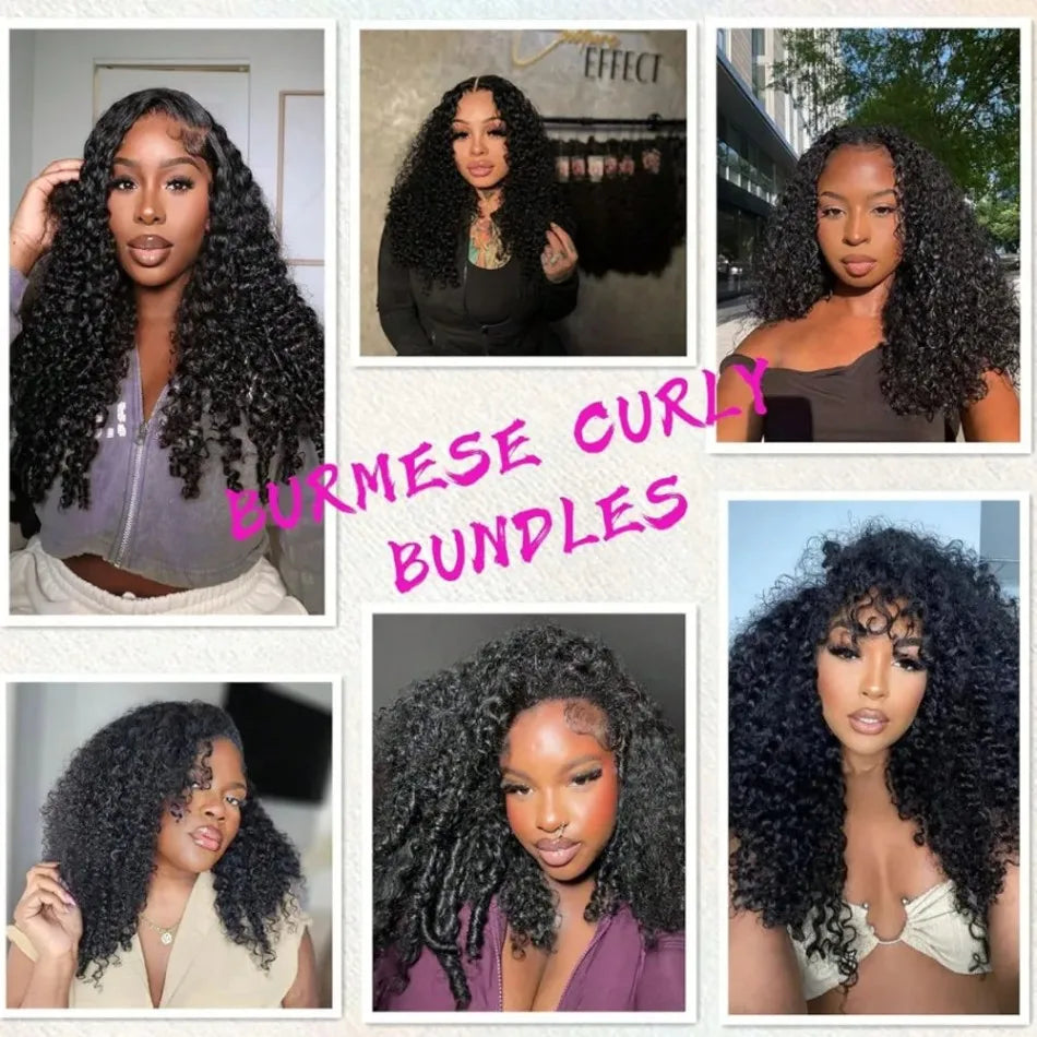 12A Burmese Curly Human Hair Bundles 100% Burmese Raw Human Hair Pixie Curls Raw Human Hair Extensions Unprocessed Human Hair