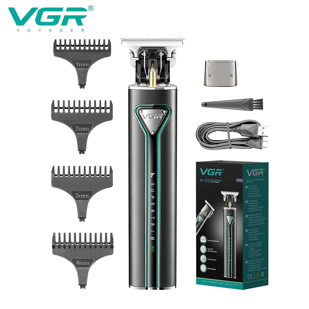 VGR Hair Clipper T9 Hair Trimmer Professional Hair Cutting Machine Metal Wireless Electric Rechargeable Clippers for Men V-009