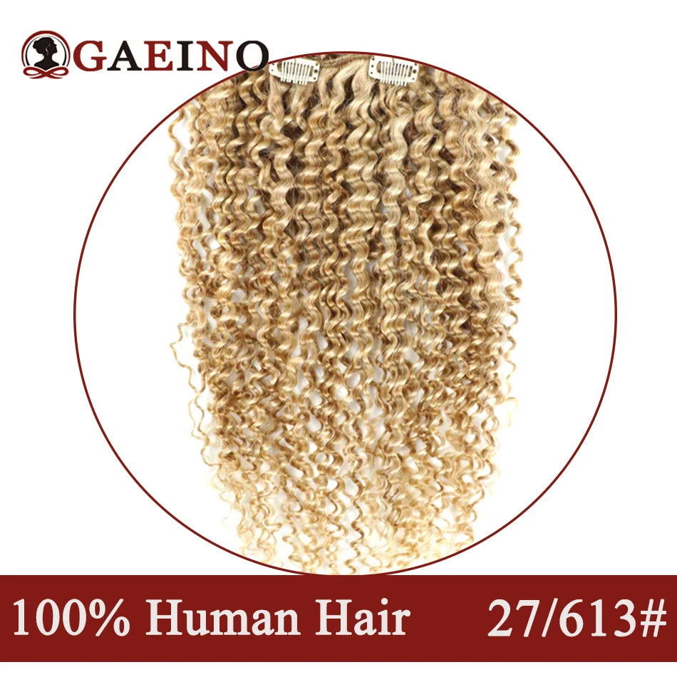 140-160 Grams Kinky Curly Clip In Hair Extensions Human Hair 100% Remy 10Pcs/Set Chestnut Brown & Bronzed Blonde Mix Full Head