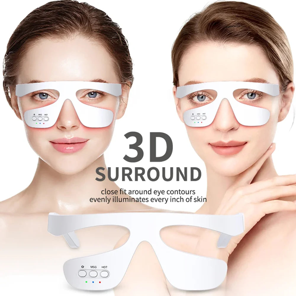 Eye Massager 3 Gear Red light Remove Eye Bags Dark Circles Puffiness Hot Compress Eye Relieve Eye Fatigue Wireless Use