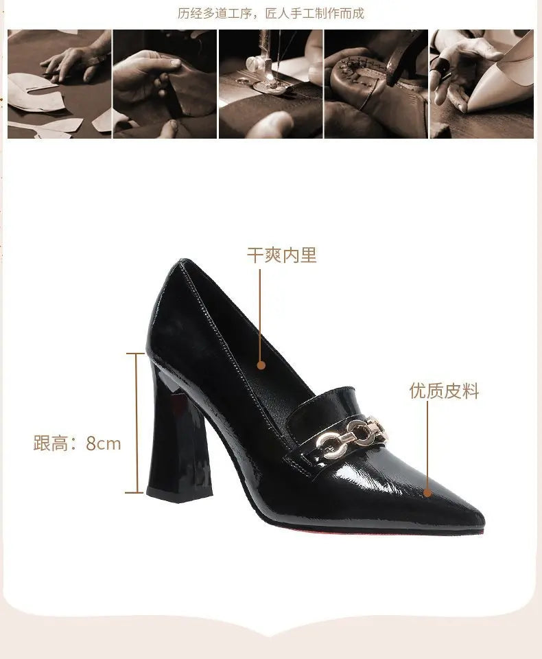 2026 New High Heels Dress Shoes for Women Fashion Pointed Toe Pumps British Style Small Leather Shoes Office Ladies Comfy Pumps