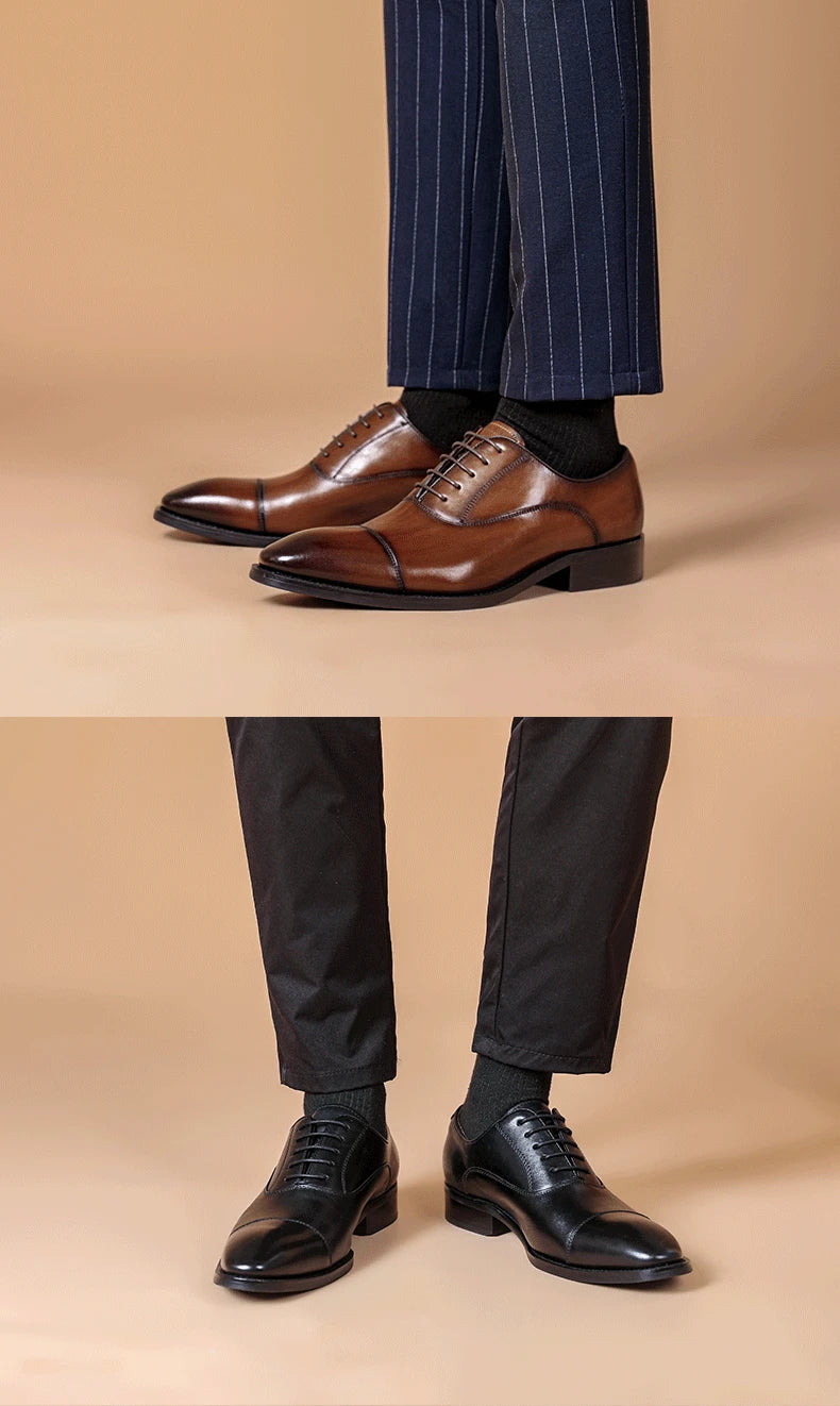 New Style Men's Shoes Formal Dress Shoes Male Oxfords Men Genuine Leather Office Shoes Elegant Wedding Party Lace-up Shoes