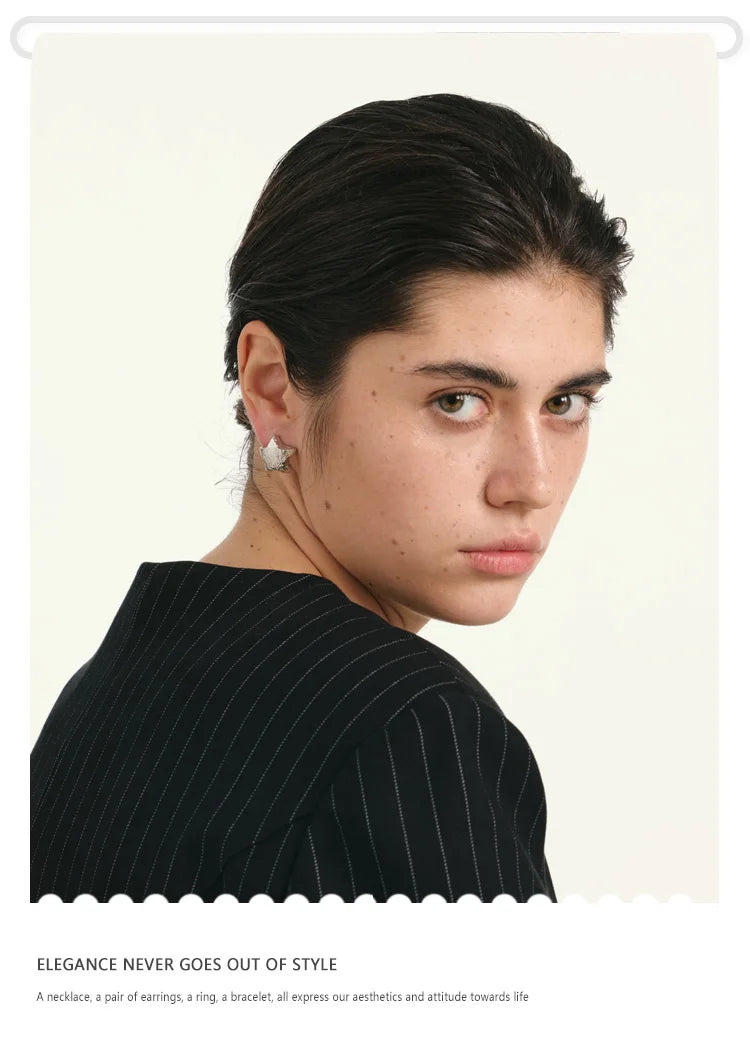 NiNice Arrivals Stainless Steel Metal Hammer Chunky Star Stud Earrings Simple Trendy Daily Women Jewelry Wholesale Gift