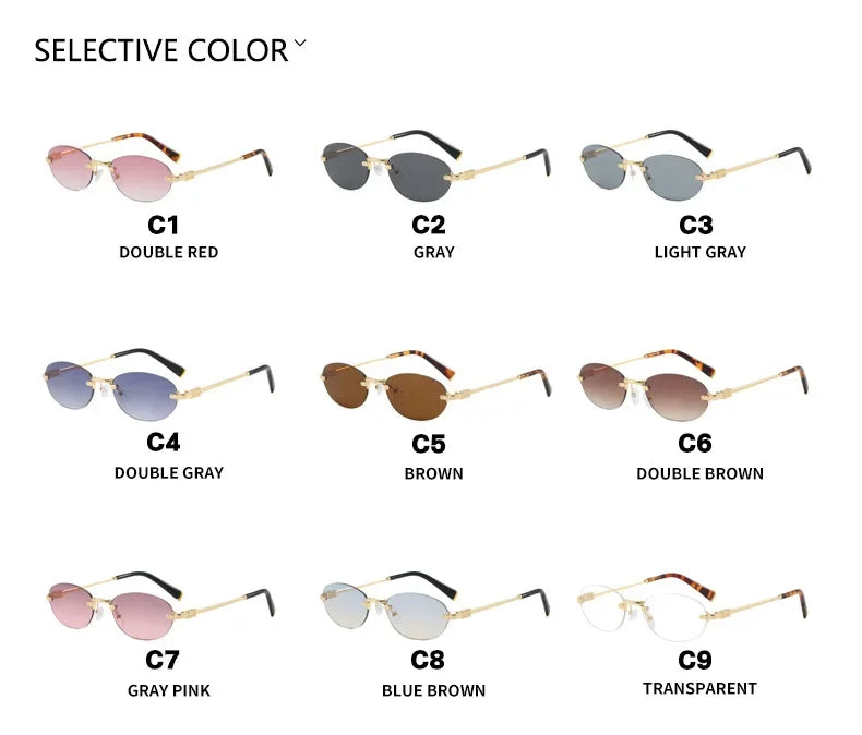 New Fashionable Oval Frameless Sunglasses UV400 UV Protection Glasses Fashionable Street Style Outdoor Driving Travel Sunglasses