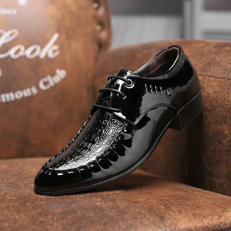 Men's  Dress Leather Shoes Lace-Up Wedding Party Shoes Mens Business Office Oxfords Flats Plus Size Men Fashion