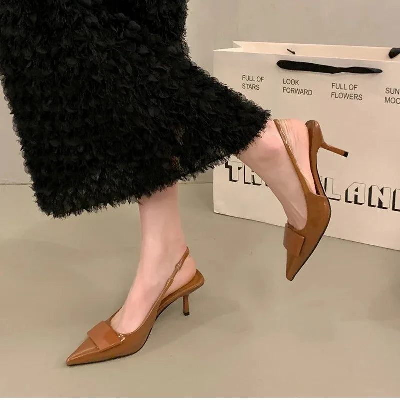 2025 Summer Women's Shoes High Heel Women Sandals Fashion Pointed Toe Singbacks Shoes Design Style Banquet Party Sandalias Shoes
