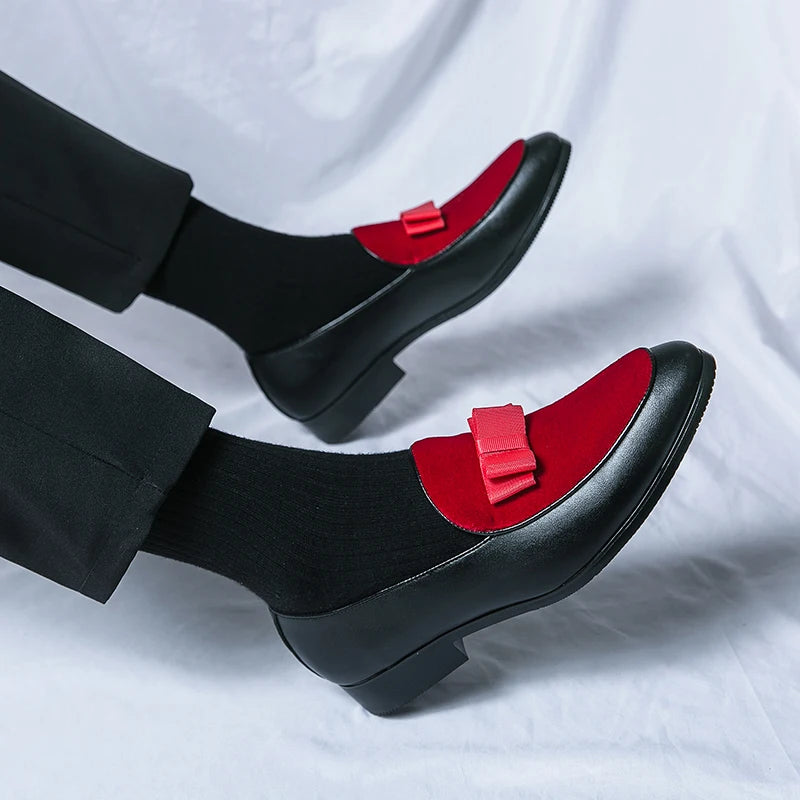 Fashion Wedding Shoes For Men Dress Casual Business Leather Shoes Male Classic Formal Bow Office Social Party Shoes Man Loafers