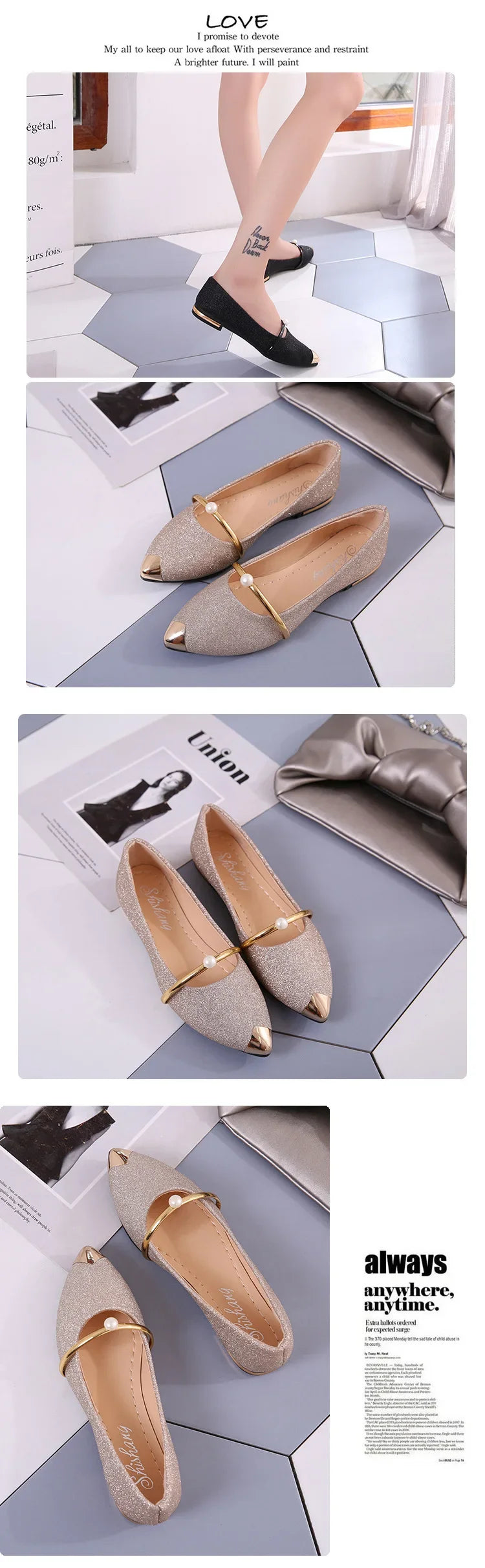 2024 Summer New Women's Shoes Pointed Toe Flat Shoes Shallow Mouth Single Wedding Women Dress Shoes Party Chaussure Femme