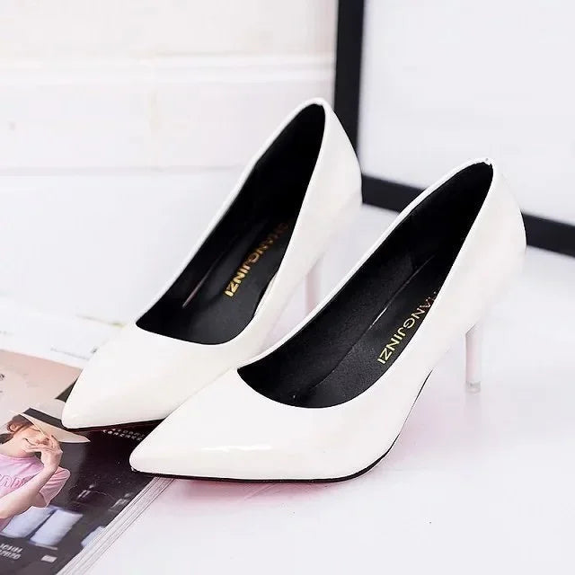 Women Shoes Pointed Toe Pumps Patent Leather Dress Red 8CM High Heels Boat Shoes Shadow Wedding  for Wedding Women