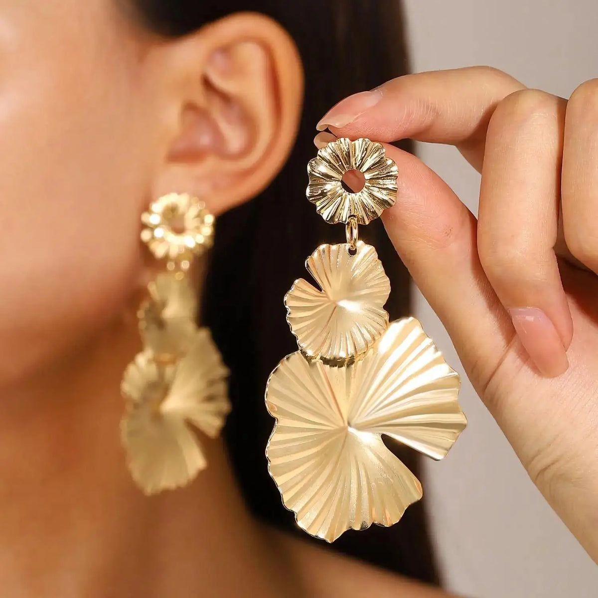 Stainless Steel Wrinkled Gold Color Earrings For Women Metal Earing Jewelry 2026 Trending Vintage Round Square Heart Earrings