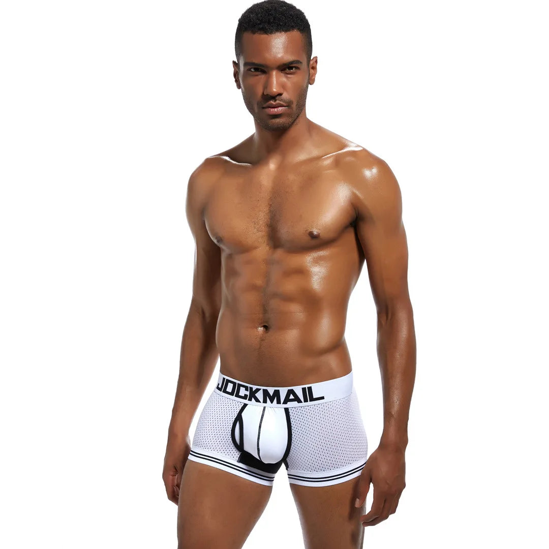 JOCKMAIL Men Underwear Boxes Mesh Quick Drying Ice Silk Breathable Youth Fashion Calzoncillos Sexy Am Gosteren Killer Sansursuz