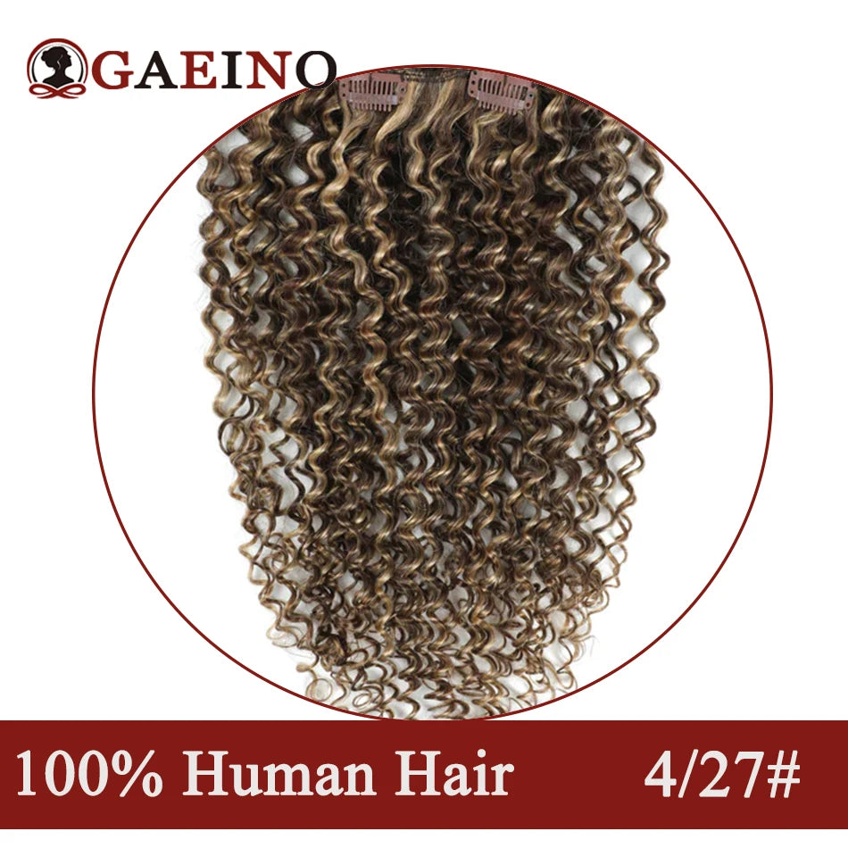 140-160 Grams Kinky Curly Clip In Hair Extensions Human Hair 100% Remy 10Pcs/Set Chestnut Brown & Bronzed Blonde Mix Full Head