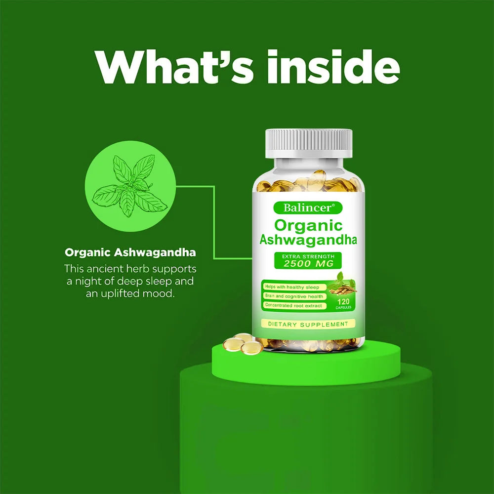 Ashwagandha Supplement- Supports Brain and Memory, Improves Focus, Stamina, Improves Mood and Sleep - 120 Capsules