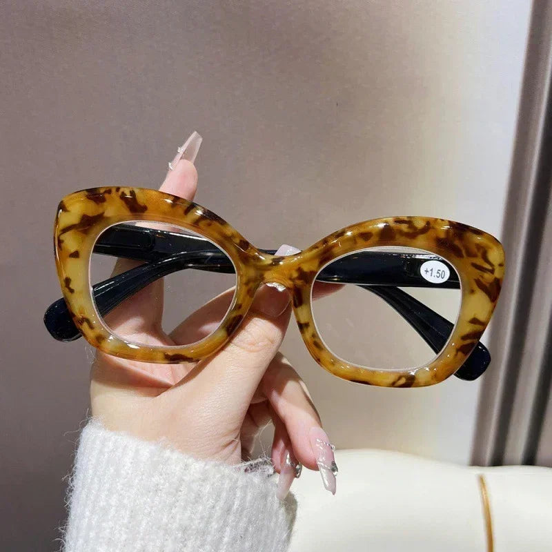 Women Retro Large Frame Reading Glasses Men Anti-blue Fashion High-definition Presbyopia Eyewear Vintage Far Sighted Eyewear