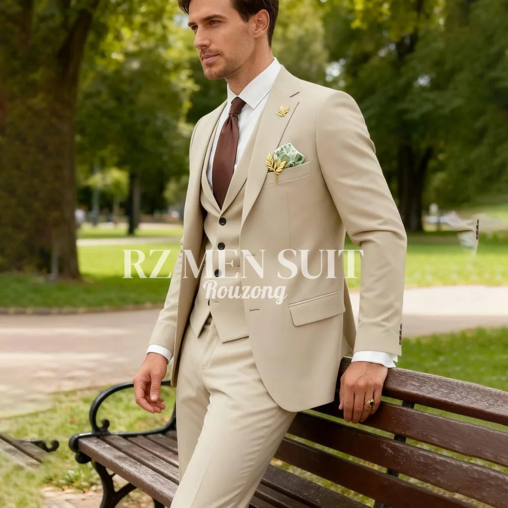 Mens Suit 3 Piece Suits for Men Slim Fit Wedding Groom Suit Men Blazer Vest Pant Suits for Prom Business Formal costumes hommes