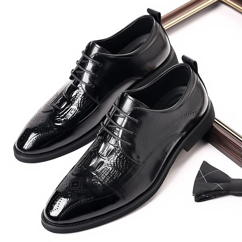 Luxury Brand Men's Glossy Leather Shoes High-end Banquet Dress Shoes Office Men's Pointed Business Shoes High-quality Versatile