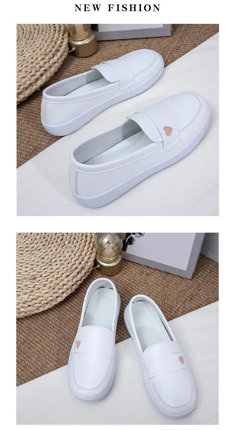 2024 New Summer White Nurse Shoes Women Soft Sole Fashion Comfortable Casual Comfortable Non-slip Flat Sports Walking Shoes