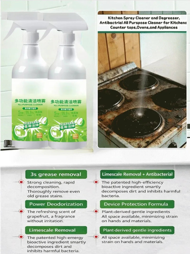Whole House Safety MultiPurpose Cleaning Spray Cleaner Stain Remover Powerful Cleaning Oven Mild
