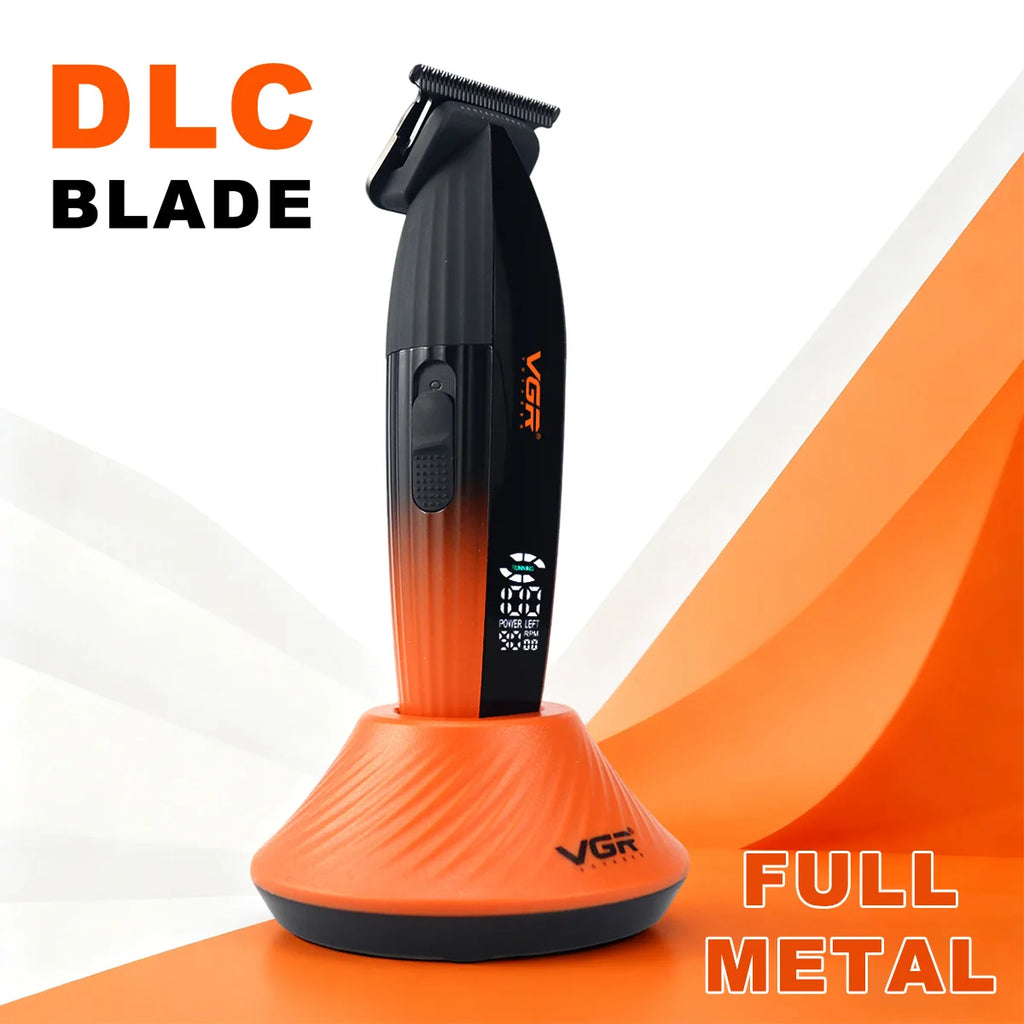VGR V-889T High-end Electric Hair Clipper 9000 RPM Professional Grade Hair Trimmer Gradient Color Metal Body Carving Push Shear