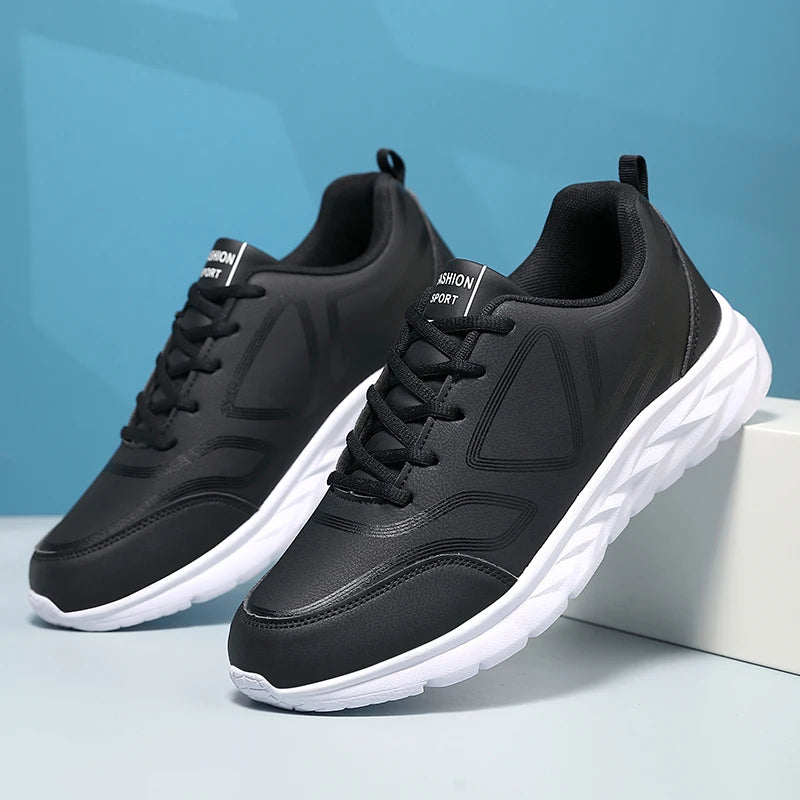 Men's Sports Shoes Leather Lightweight Comfortable Casual Shoes Cushioning Sports Shoes Outdoor Waterproof Walking Shoes for Men