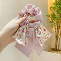 New Floral Print Bow Elastic Hair Bands Women Hair Ties Women Elegant Ribbon Rubber Band Headwear Girls Women  Hair Accessories