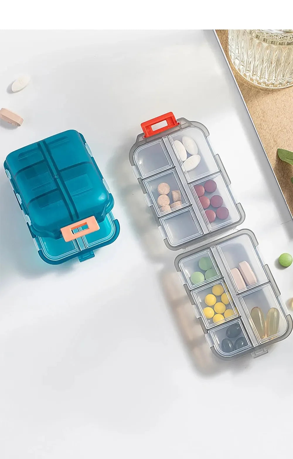 Convenient Travel Pill Organizer Dispenser Portable Pocket Pharmacy Medicine Box Small Case 10 Grids Storage Vitamin Fish Oil