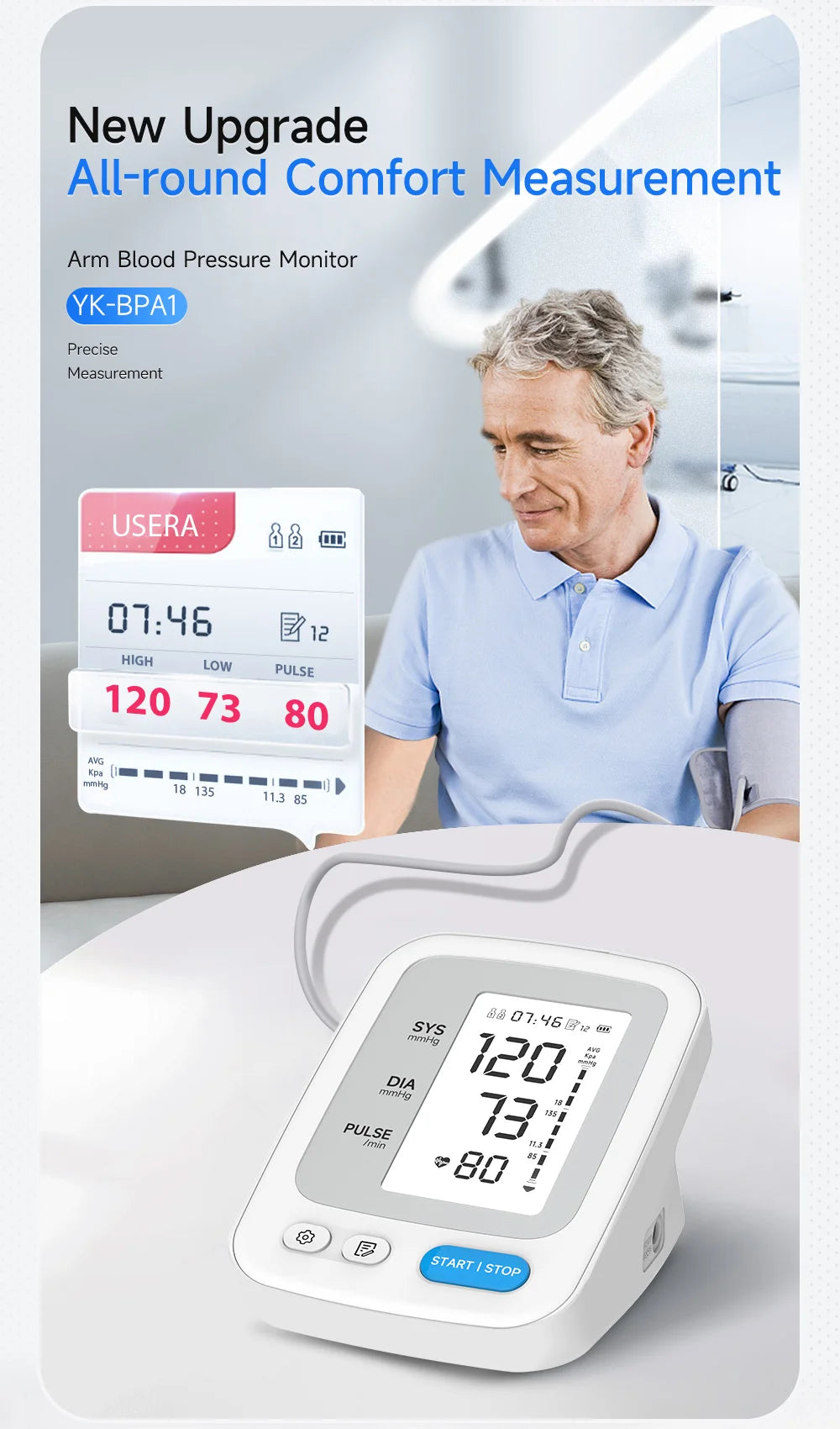 Yongrow Portable Digital Upper Arm Blood Pressure Monitor Measurement Tool Tonometer Sphygmomanometer baumanometro digitlal