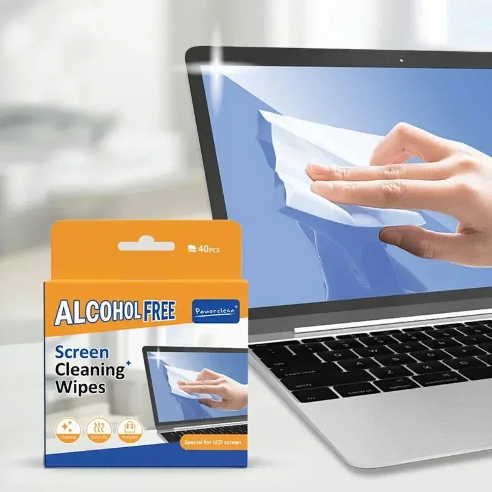 40-Pack PC Cleaning Wipes - Dry and Wet Cleaning Cloths for Car Screens, Phones, Tablets, Laptops, TVs and Monitors
