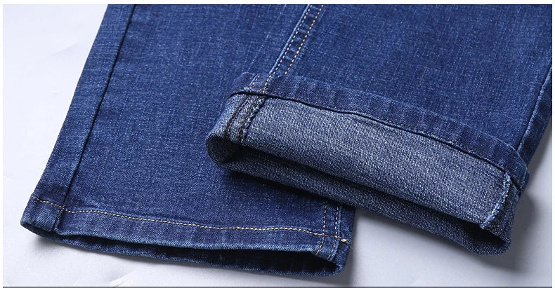 Men Fashion Straight Jeans Men 2025 New Stretch Slim Fit Pants Comfortable Soft Business Denim Trousers Male Brand Clothing