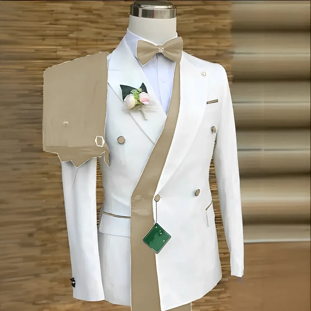 Double Breasted Formal Suits for Men Business Prom Blazer with Pants Wedding Groom Tuxedo Male Suits Custom 2 Pieces Suit Jacket