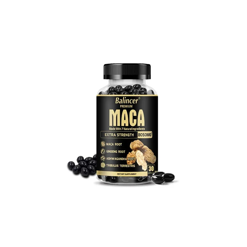 20X Natural Concentrated Extracts Black + Red + Yellow Maca Root, Korean Ginseng, Ashwagandha, Maca Root Capsules 8050 Mg