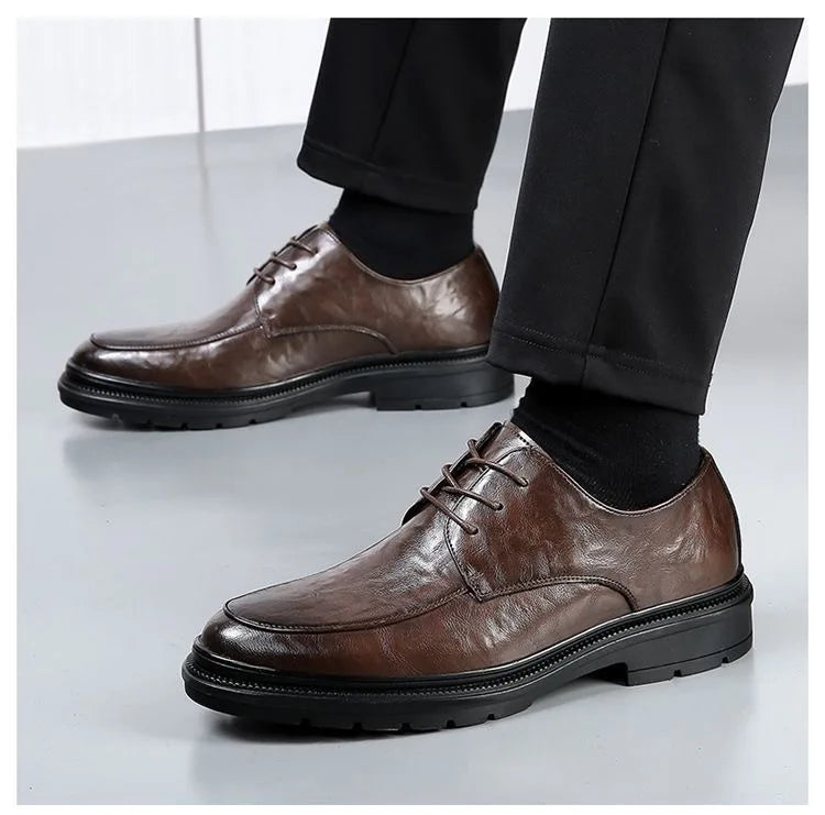 Men's shoes new spring and autumn British style leather shoes men's business dress big head cowhide work non-slip casual shoes