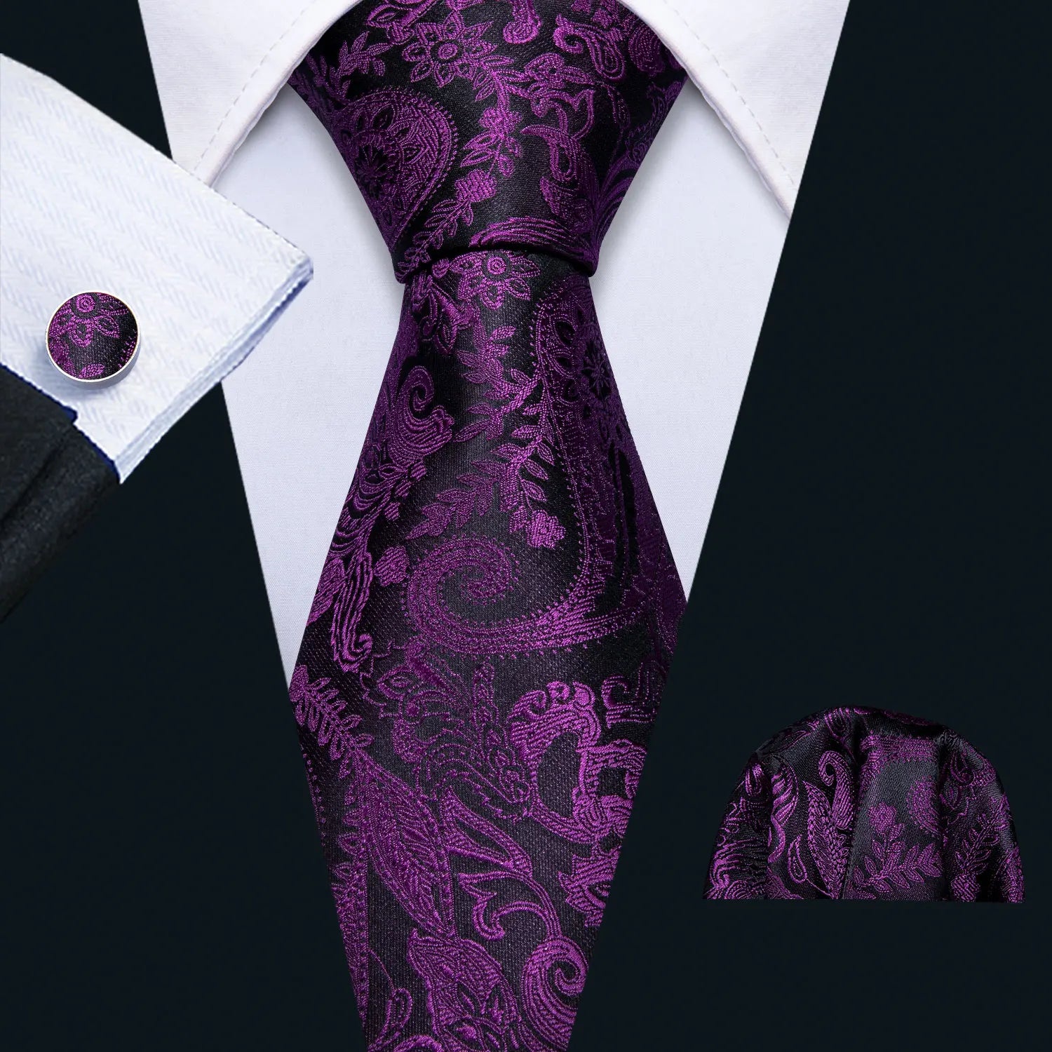 Male Luxury Neck Tie For Men Business Red Striped Tie Hanky Cufflinks Set Neckwear Wedding Party Casual
