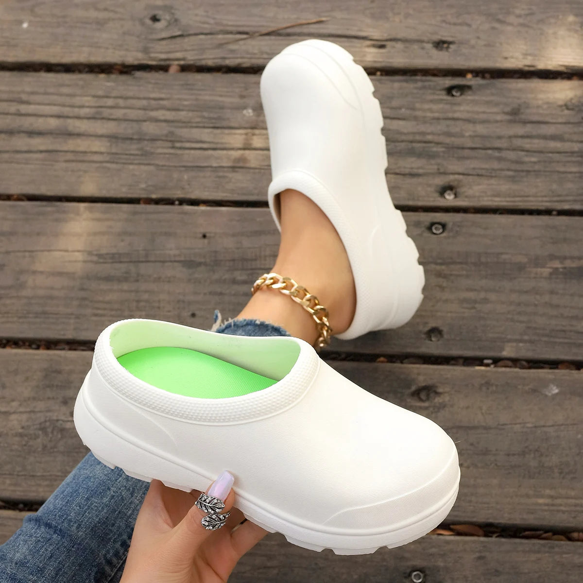 2026 Women's Large Water Shoes Nurse Shoes Chef Work Shoes Garden Shoe Fashion EVA Beach Sandals Kitchen Shoe 35-45
