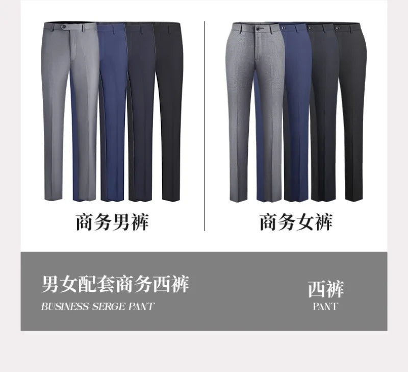 Men's Formal Business Suit Set Black Grey Blue Blazer Pants 2 Piece Work Wear For Office Sales Property 4S Store Staff