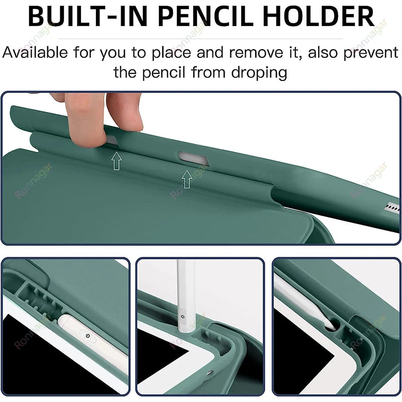 Pencil Holder Case for ipad 10th Gen 10.9 2024 2025 A16 11th Air13 M3 M2 Air4 5 6 10.9 Pro11 M4 M2 7 8 9th 10.2 Pro12.9 5th 6th